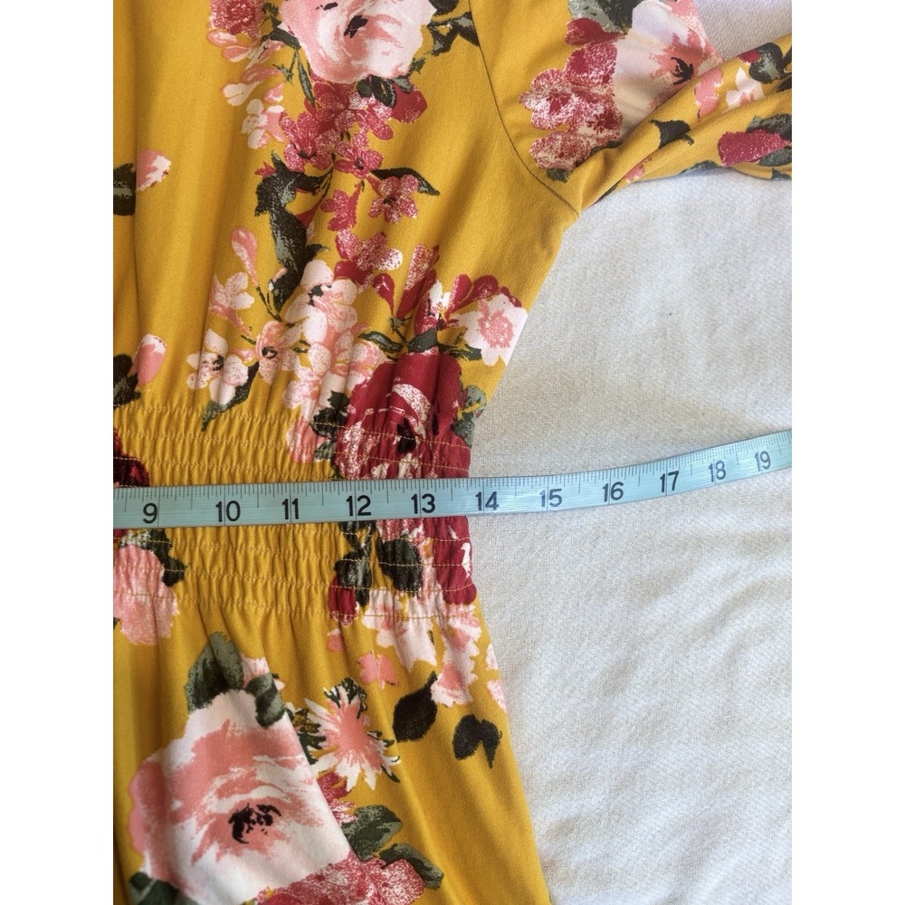 NOBO Floral Scoop/Tie Neck Smocked Waist Size XL Long Sleeve Summer Colorful - Picture 7 of 7